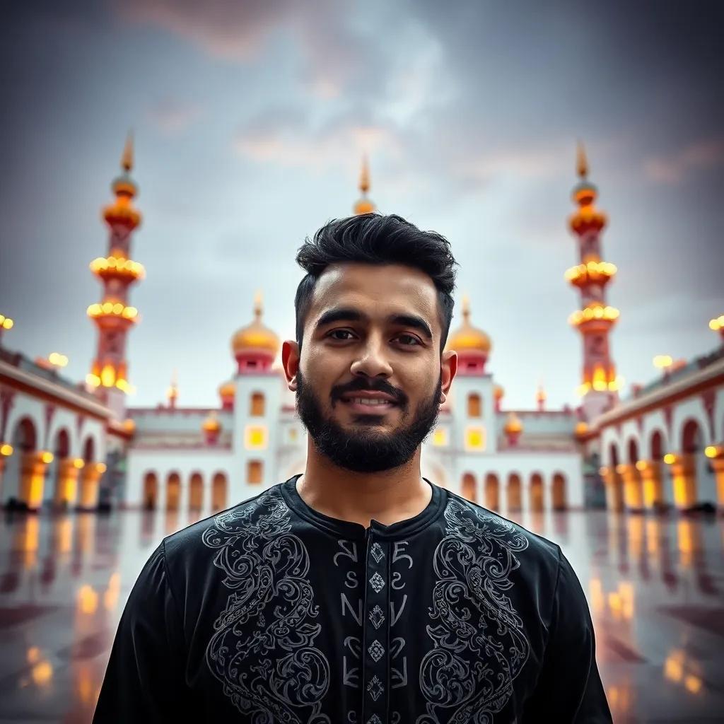 حمد، شاب عربي، في السابعة عشرة، يرتدي زي مدرسي، يبدو متحمسًا لمشاركة أفكاره، أمامه دفتر وألوان، مشهد مفعم بالحيوية، جو دراسي