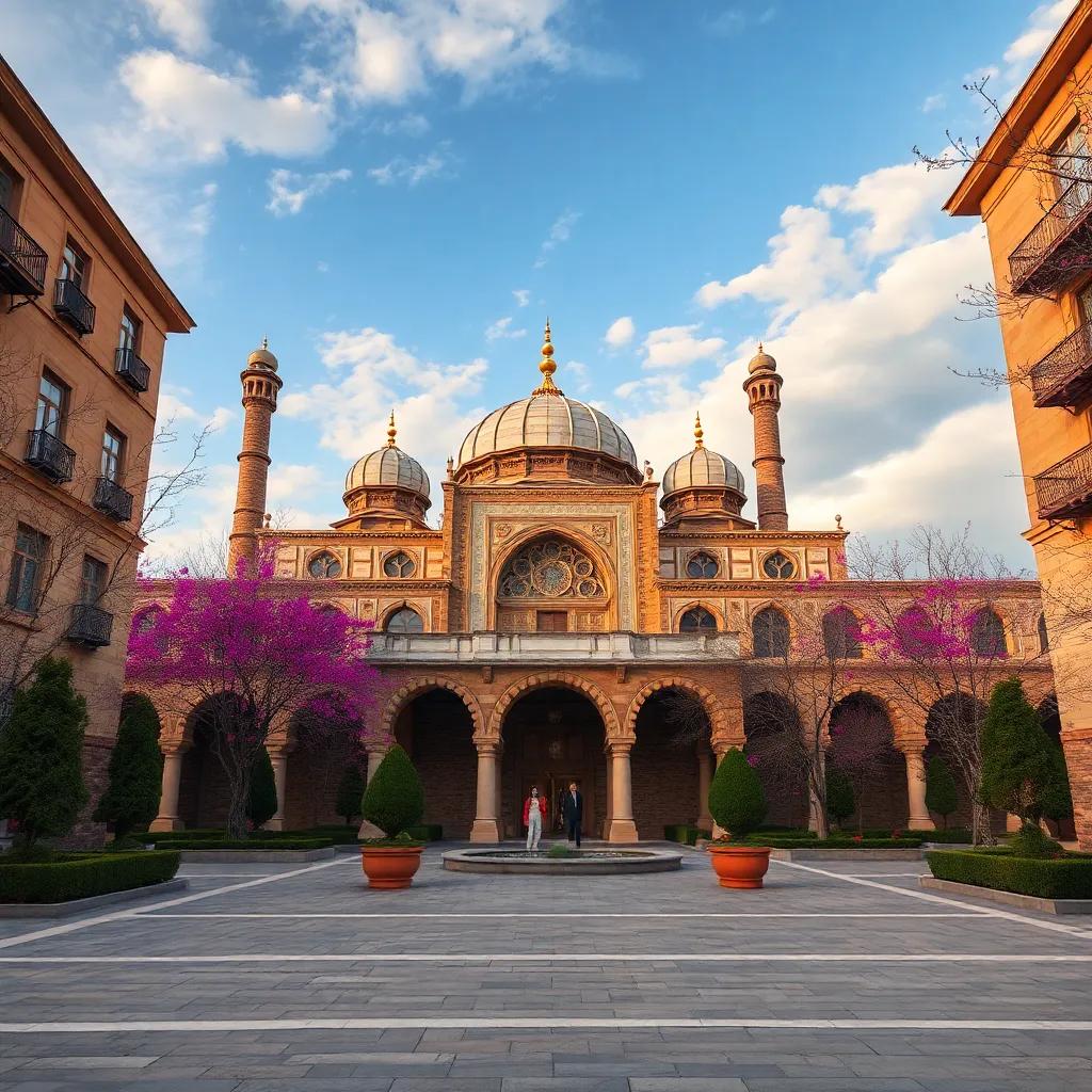 أم حنونة، ترتدي عباءة ملونة، في سوق غريب، تحمل الخبز الطازج في سلة، أطفالها الأربعة يقفون بجانبها، مشهد مليء بالحياة، ألوان زاهية، جودة عالية