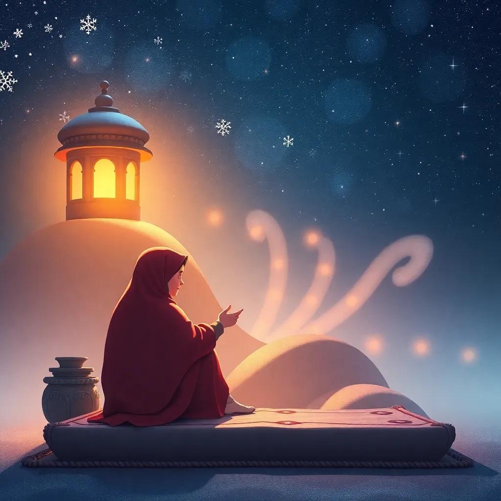 ليلى، فتاة صغيرة ذات شعر بني طويل وملابس بسيطة، تقرأ الكتاب القديم بشغف وسط ألوان غابة زاهية، الحيوان السحري حولها يظهر علامات السحر، فن توضيحي، ألوان دافئة، جو مشوق