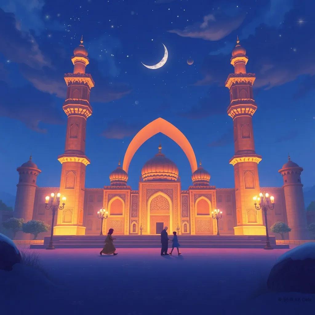 الأميرة ليلى، مع الأسد، قدام القصر، وعيونهم مليئة بالشجاعة، بينما الأعداء خلفهم، مع أضواء ساطعة في الأفق، جو درامي، فن رقمي، تفاصيل غامضة ومغامرات ، أجواء ملحمية