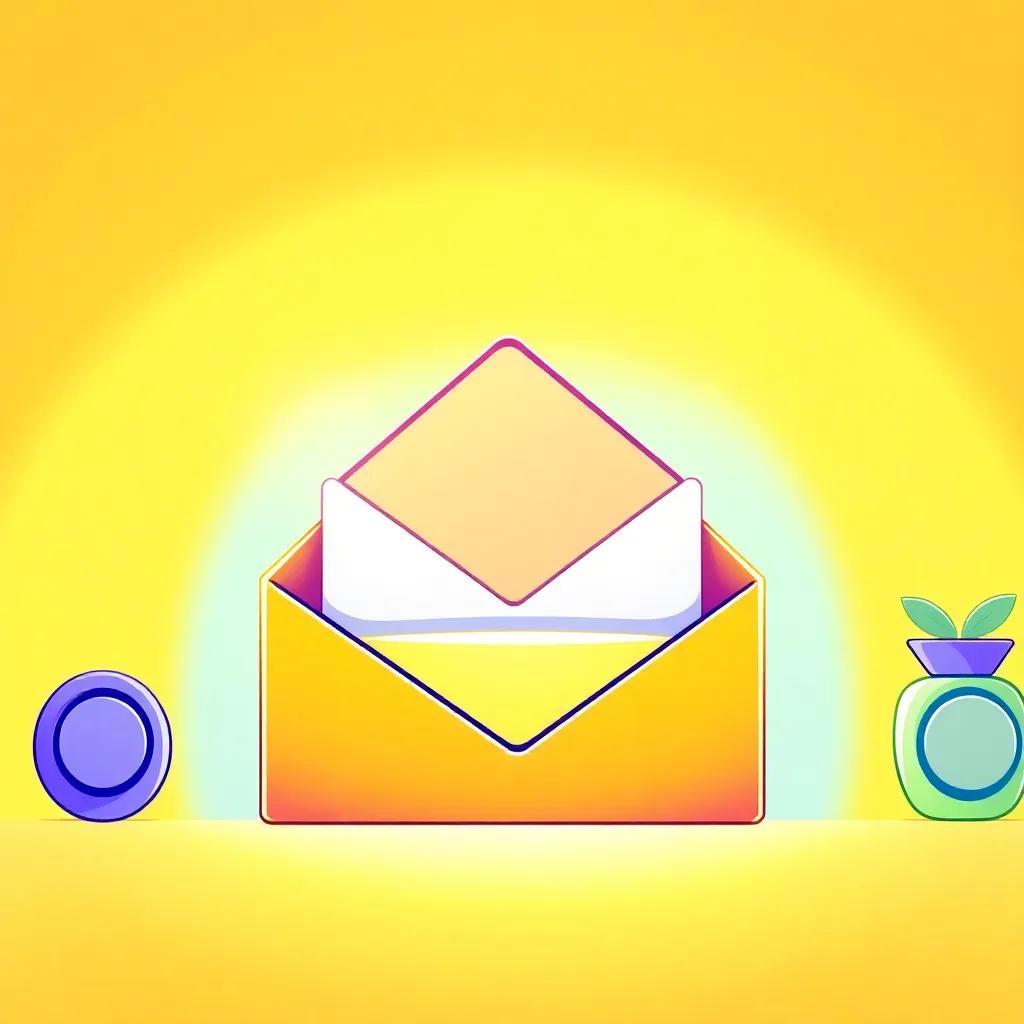 A bright email opening on the screen, showing an exciting job offer, colorful and vibrant illustration, cheerful and optimistic mood, high quality, capturing the sense of hope