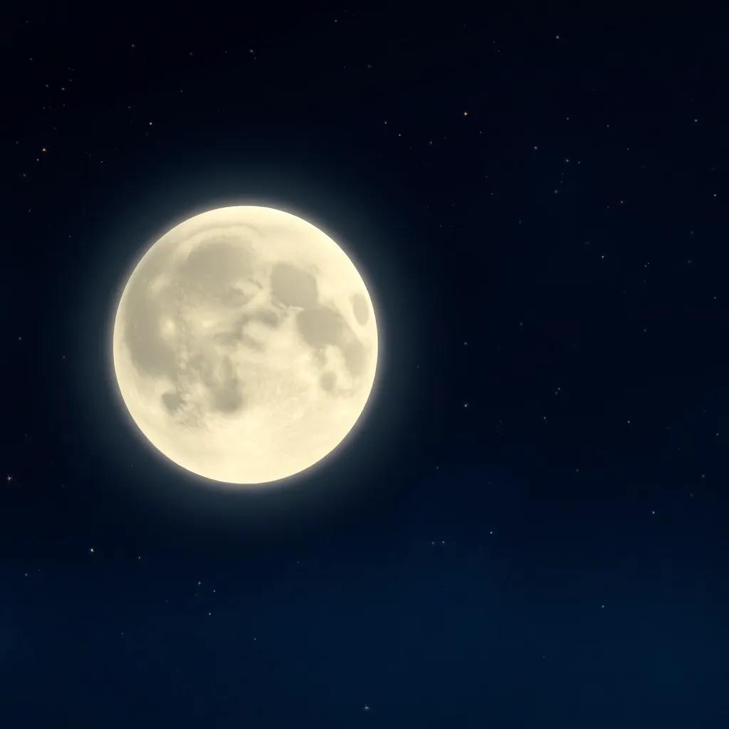 A shining moon, looking thoughtful in the dark night sky, surrounded by twinkling stars, digital art, soft glowing light, soothing colors, high quality