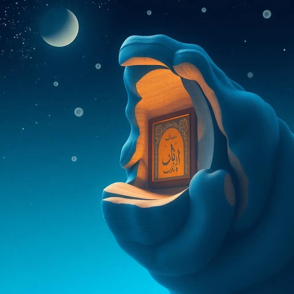 النجوم تتلألأ في السماء وكأنها تعزف موسيقى، الأطفال ينظرون بذهول وسعادة، شعور بالسحر والأحلام في الأجواء