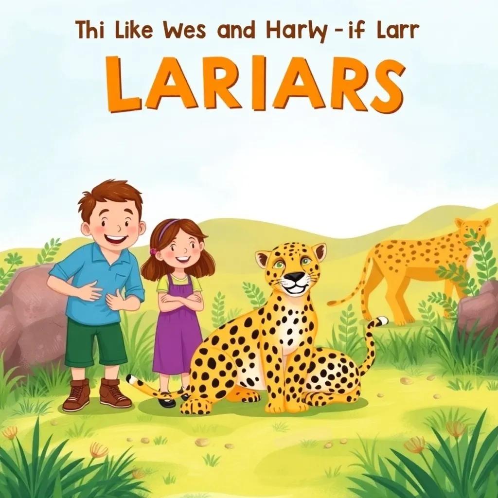 A family visiting a wildlife reserve to learn about Arabian leopards, with excitement and interest, vibrant, joyful atmosphere, child-friendly