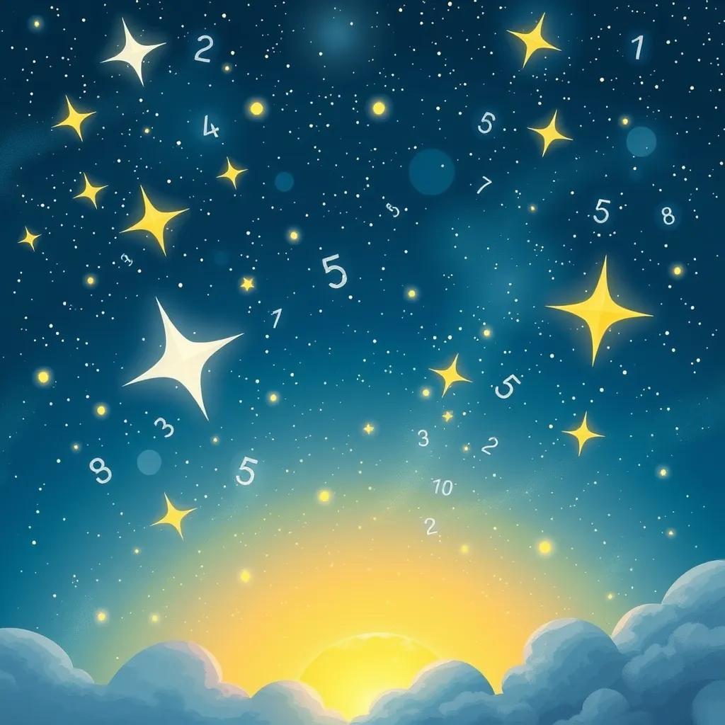 A dreamy scene of starry skies with numbers shining bright, illustrating how Excel organizes operations like stars in the night, fantasy theme, vibrant imagery, high quality