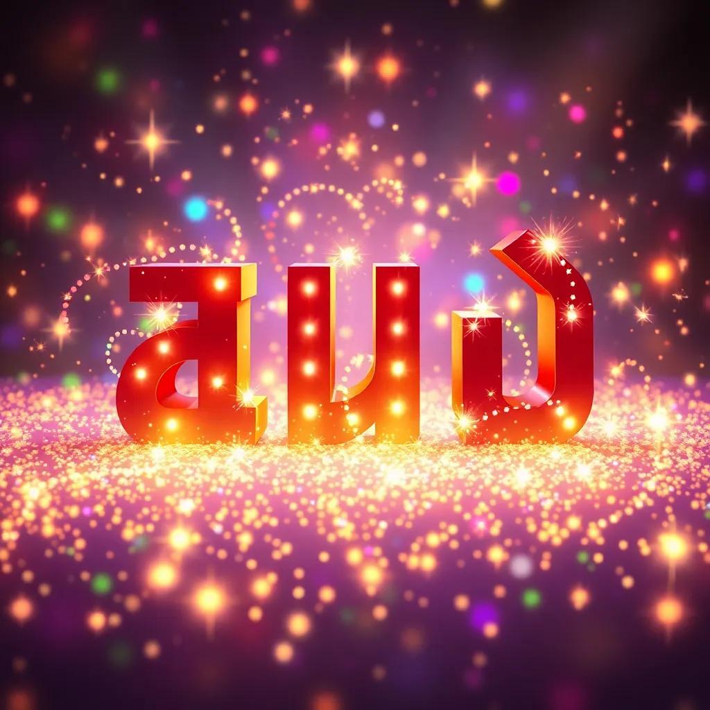 A beautiful gathering of letters creating the word 'فراشة وردية' together, surrounded by an array of magical colors and sparkling light, digital art, enchanting vibe, high quality