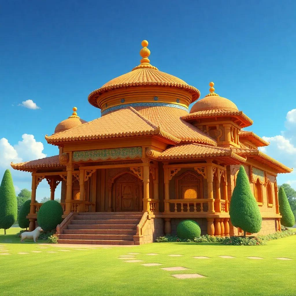 صالح الفلاح، رجل عربي، ذو بشرة سمراء وحواجب كثيفة، يعمل في حقله تحت الشمس، يرتدي جلباباً بسيطاً، وممسكاً بمحراث، مشهد به حقول خضراء وزهور ملونة، الفن الرقمي، ألوان زاهية، أجواء مرحة