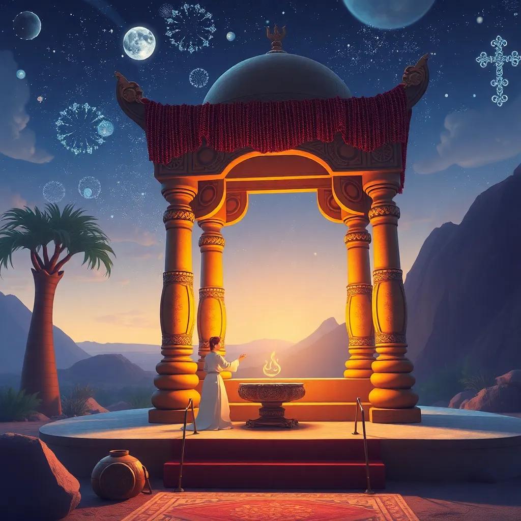 صالح وجيرانه يحصدون المحاصيل، يحملون سلال مليئة بالقمح والخضار، في يوم مشمس، مشهد مليء بالنشاط والفرح، رسم توضيحي، ألوان مشرقة، جو احتفالي