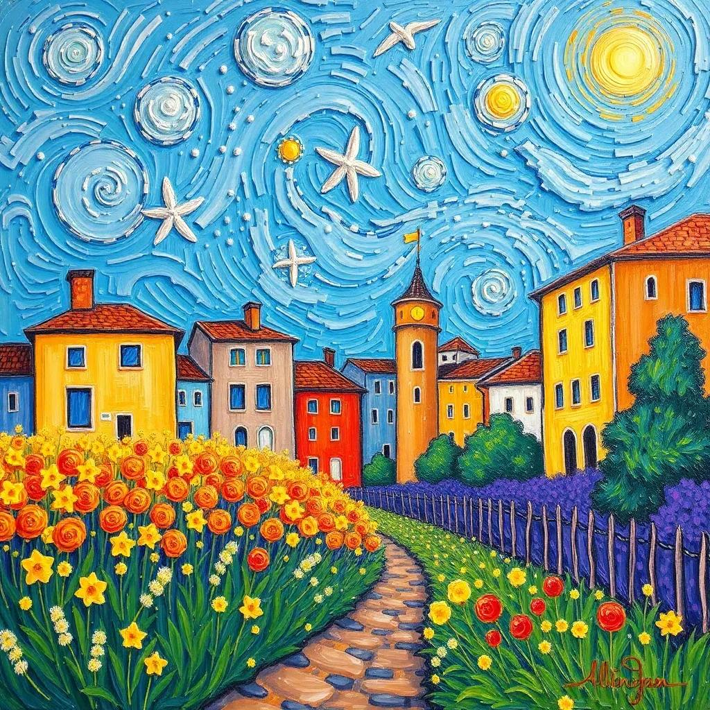 راشد في المدرسة، يظهر لحرمه علمه المرسم، فرحة وسعادة في وجوه الأصدقاء، ألوان ساطعة، تفاصيل دقيقة، بيئة مدرسية، مشهد ممتع، فن رقمي، لحظة مرحة