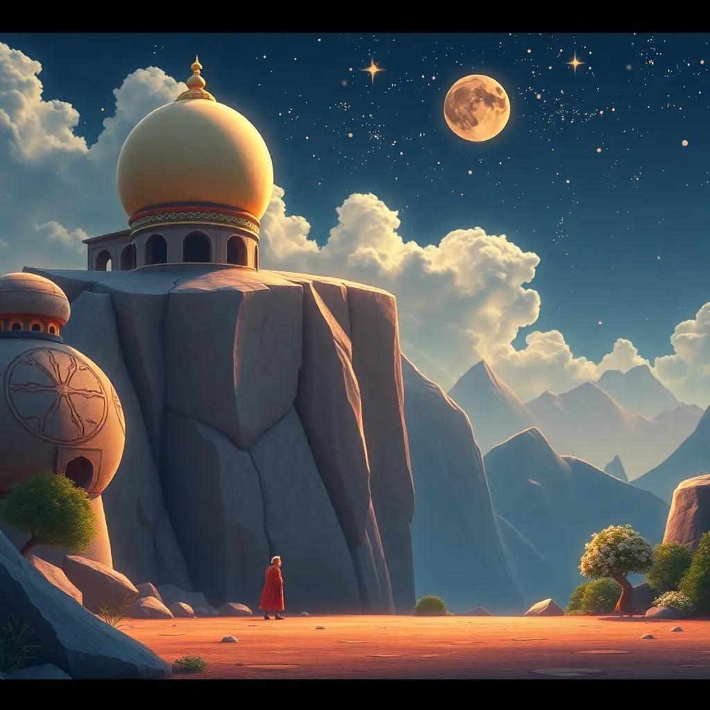 الأطفال يسيرون عائدين إلى القرية، مع ابتسامات على وجوههم، محملين بذكريات الطبيعة، منظر خلفي لجبل جميل تحت غروب الشمس، فن تحويلي، جودة عالية، ألوان دافئة