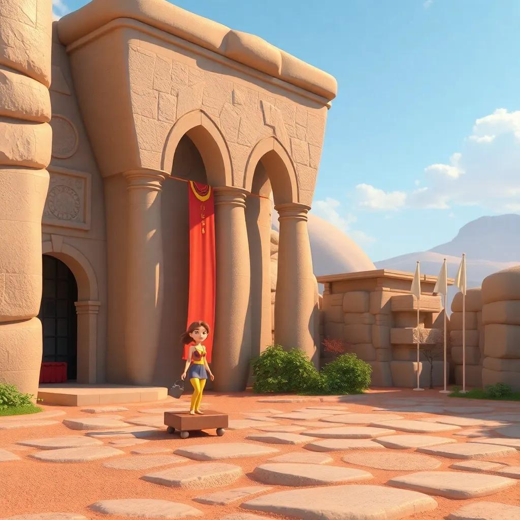 كوكب المريخ، أطفال يجمعون الصخور، أرض حمراء، سماء زرقاء، ملابس فضائية، جو مليء بالحماس، تصوير ممتع وواقعي، ضوء ساطع