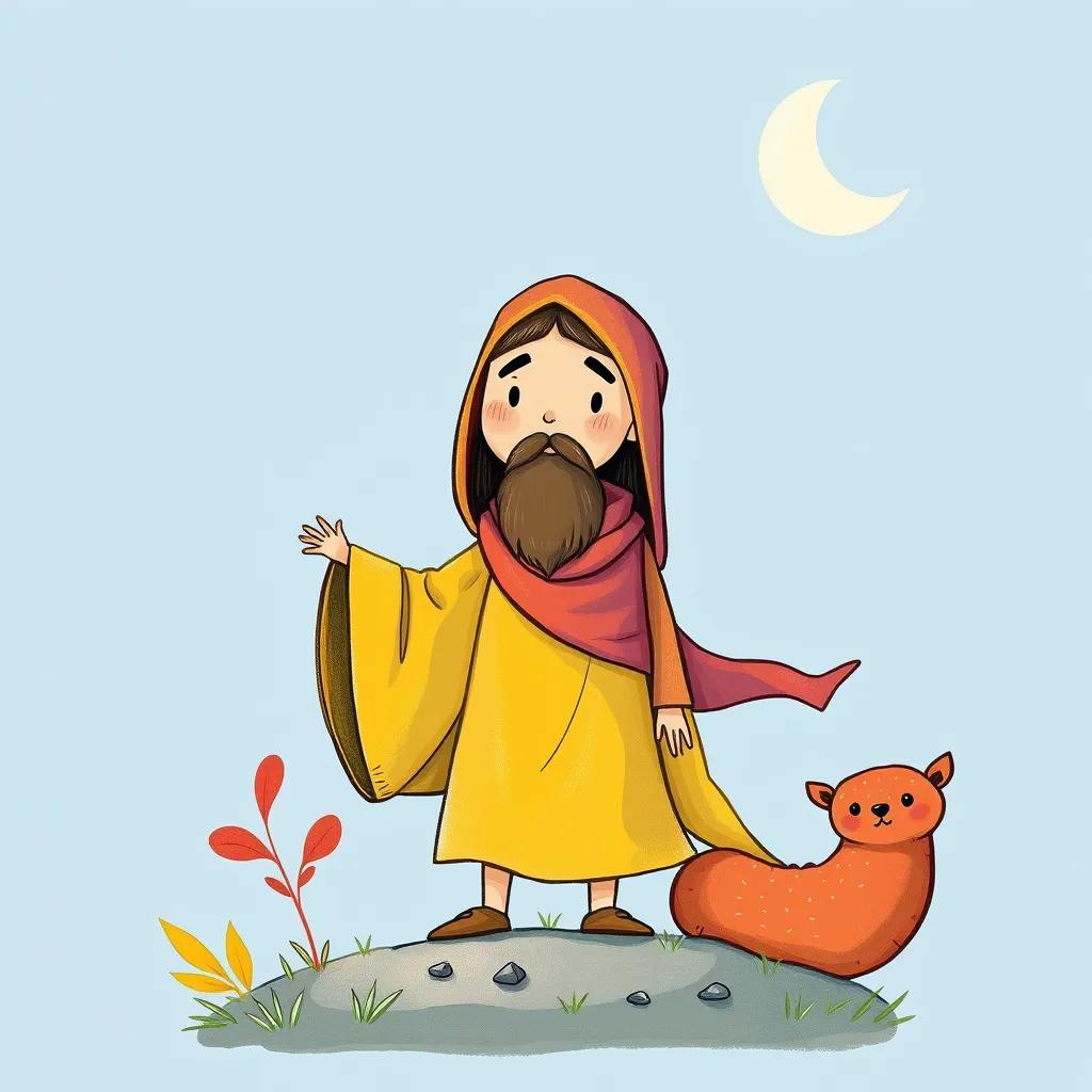 علي، ولد عربي صغير، مع شعر بني قصير، يرتدي قميصًا أصفر وشورت أزرق، يجلس في الحديقة مع جده أكبر سناً، يستمع إلى نصائح جده بحماس، جو مريح، رسم رقمي، ألوان زاهية، جودة عالية، ملهم