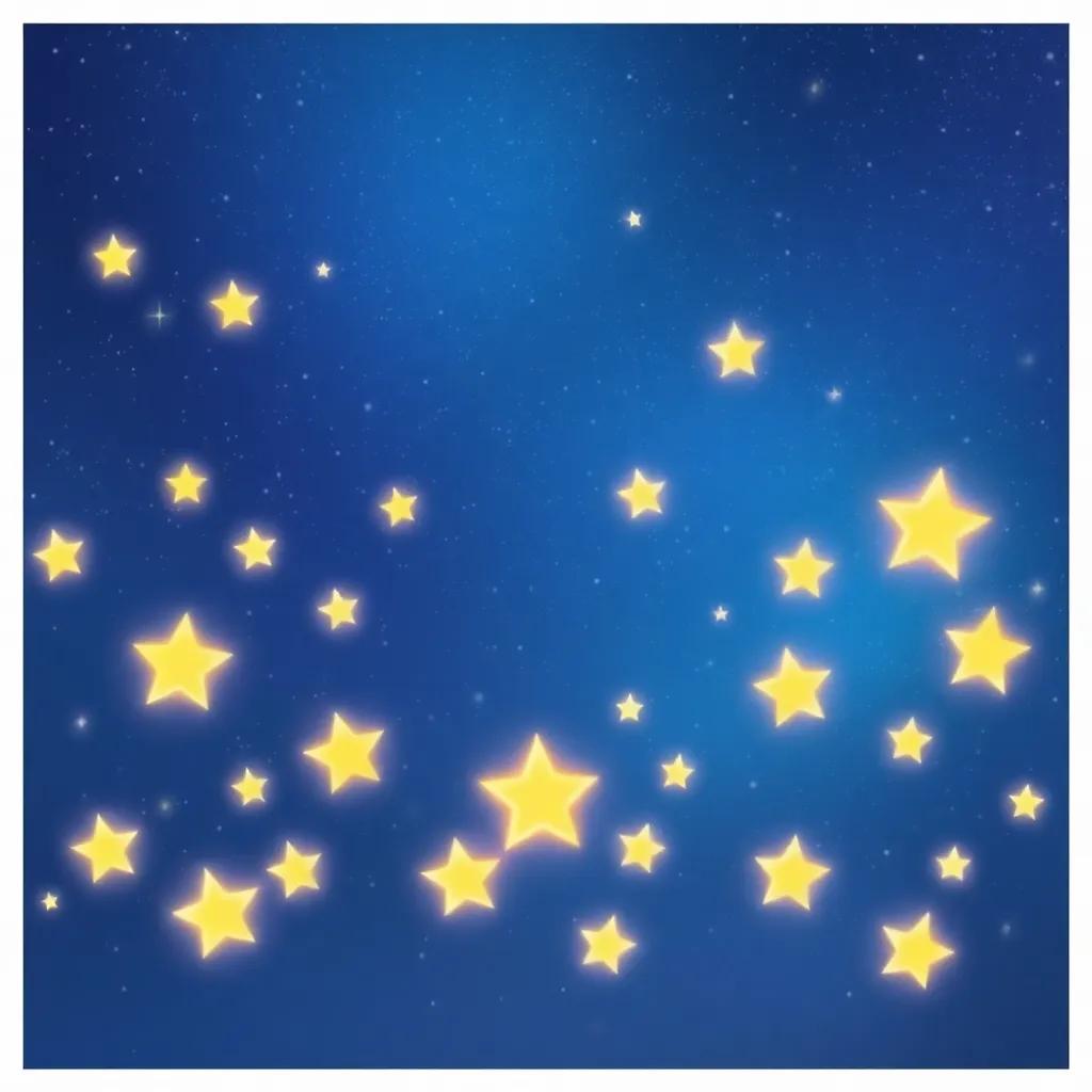 A scene of Loulou, the small star, surrounded by other stars, each twinkling beautifully, with a backdrop of the universe, ethereal light, magical feeling, high quality