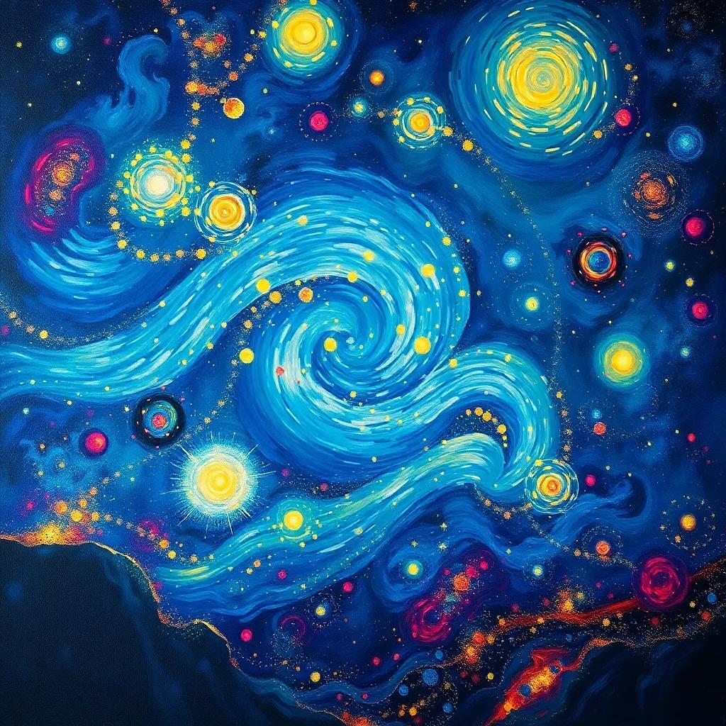 A cosmic representation of the universe filled with stars and galaxies, symbolizing the vastness of knowledge and mysteries yet to be discovered, magical night sky, dazzling light, rich colors, awe-inspiring view.