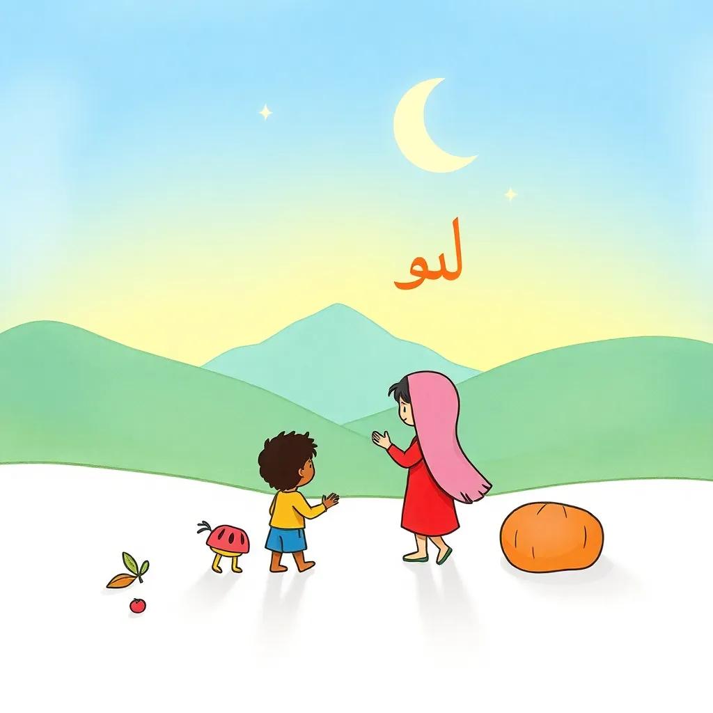 فايصل وسوبر مان معاً، يضحكان في الحديقة، إشراق الشمس، أصوات ضحك، ألوان سعيدة، أجواء مغامرة