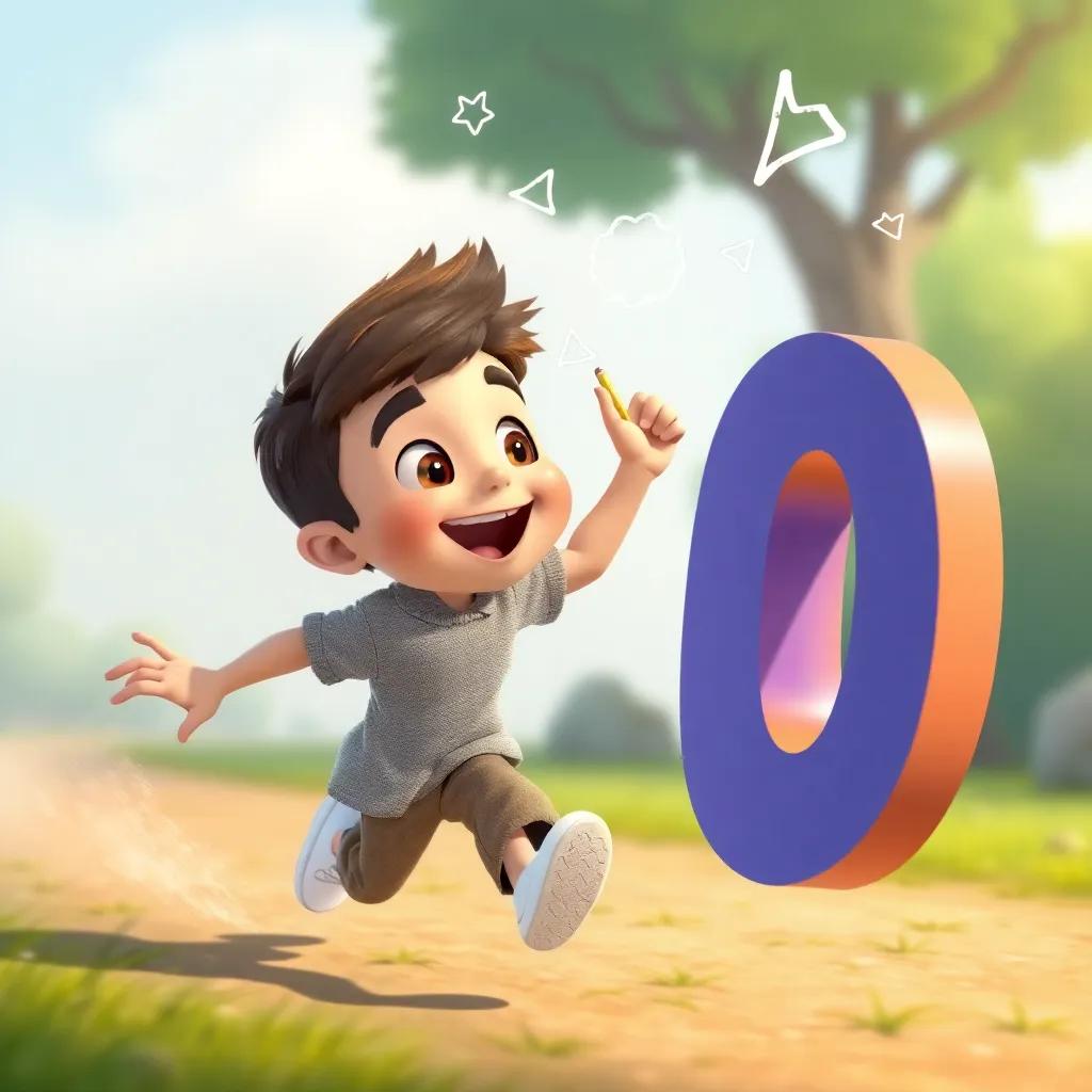 شعر, a young boy, racing with the letter 'ر', drawing shapes in the air, showing fun expressions, whimsical setting, bright colors, cheerful vibe, high quality