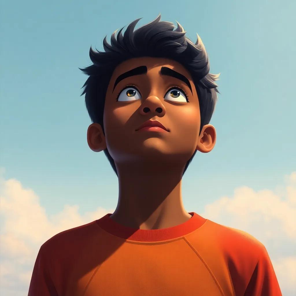 Ali facing his fears, looking into the distance with confidence, a symbolic shadow of failure behind him, digital painting, inspiring, bright future