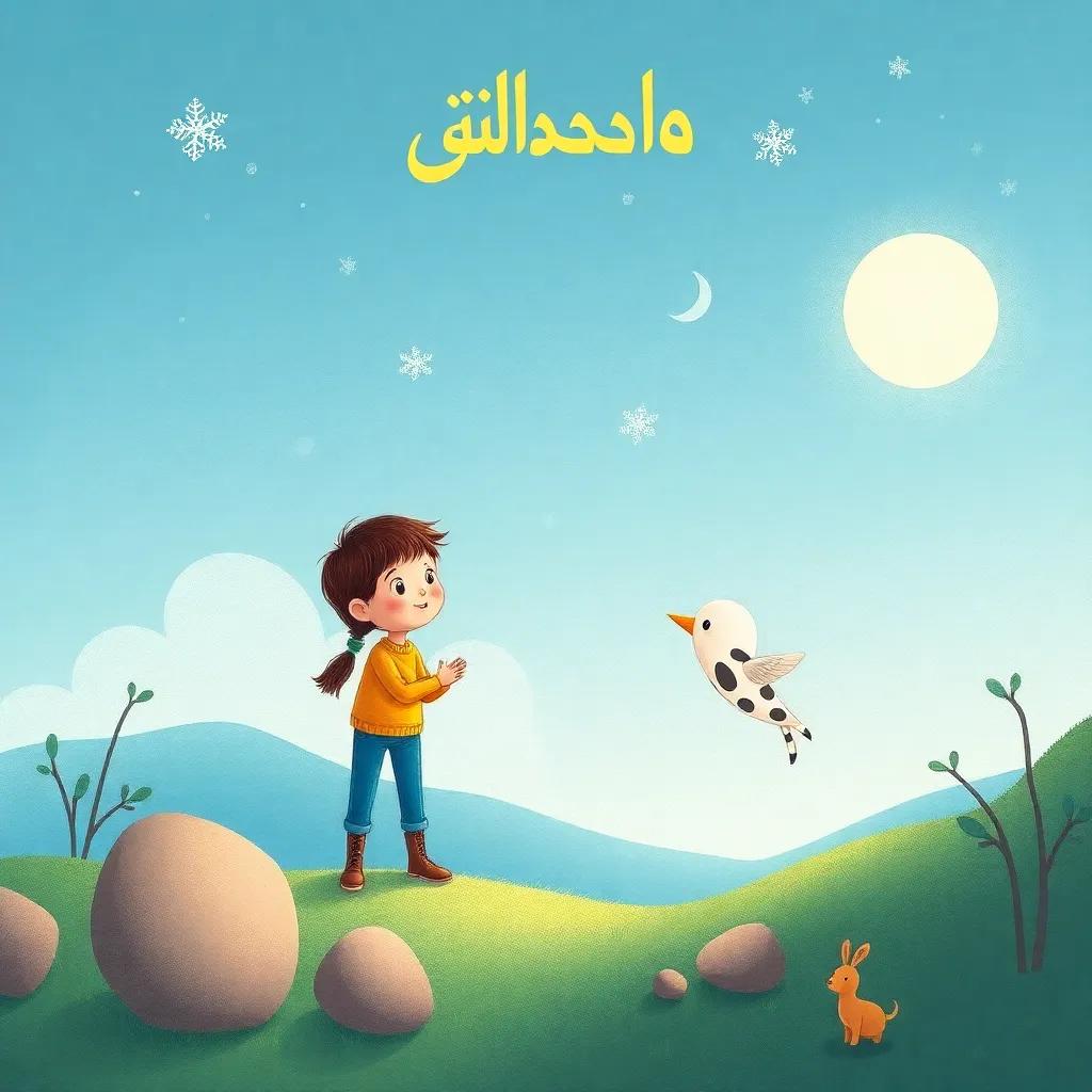 فرح تقرأ قصة لأخيها فيصل، وهما يجلسان في غرفة مرتبة، ألوان مريحة، جو منزل دافئ، تفاصيل حوض زهور خلفهم
