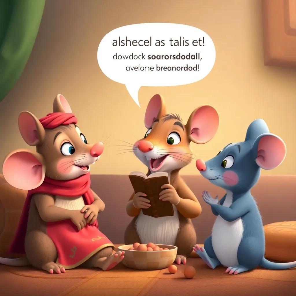 The clever mouse sharing wisdom with others, emphasizing teamwork and friendship, cozy and heartwarming scene, soft colors, inviting character designs