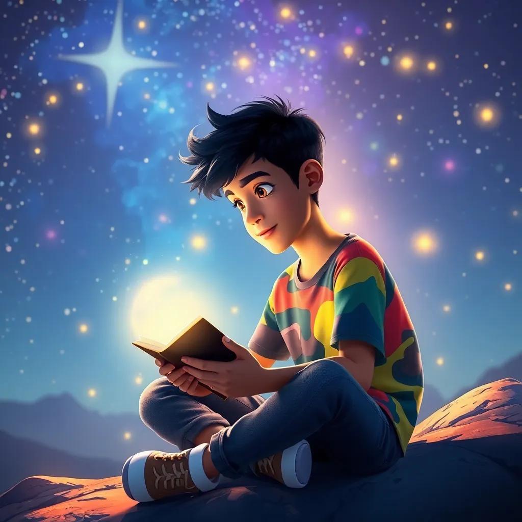 A classroom filled with children clapping for Ali, a young Arab boy, with short black hair and a colorful shirt, feeling proud and happy, celebration scene, warm colors, uplifting, high quality