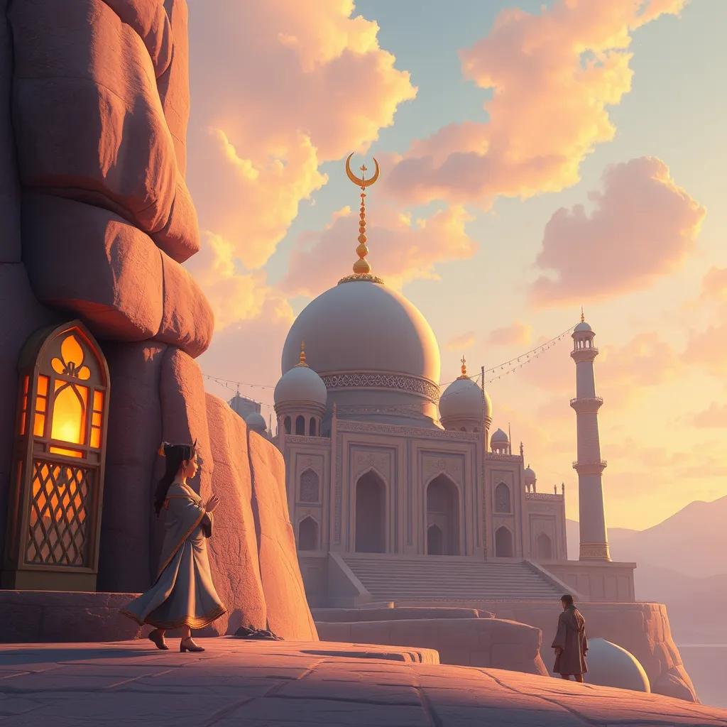 علي مع أصدقائه في القرية، يشرح لهم عن المضاف والمضاف إليه، مع صور ممتعة في الخلفية، مشهد تجمع ودود، فن ملون، ألوان دافئة، جودة عالية