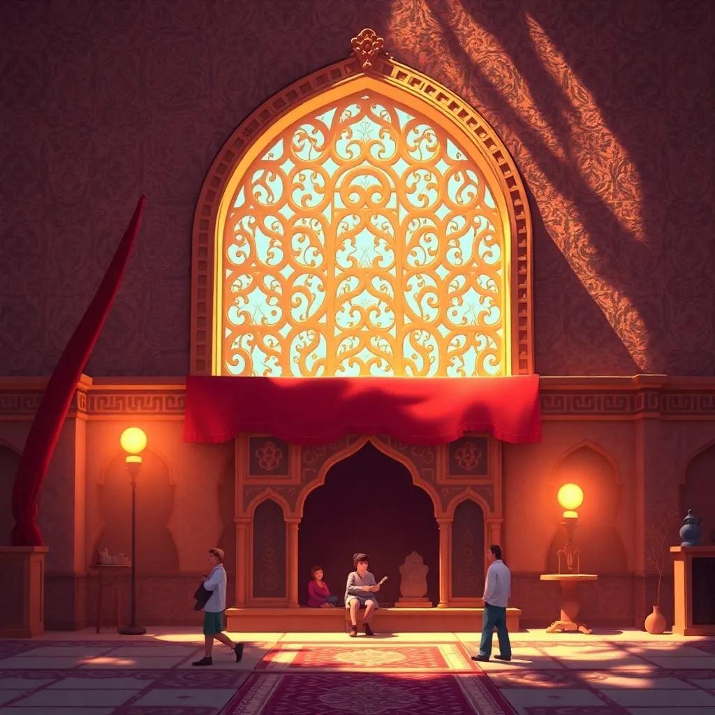 قرد ميمو يبدو حزيناً قليلاً، يستمع إلى الفيل في ظل شجرة كبيرة، التعبير على وجهه يوضح القلق، ألوان دافئة، احتواء للضوء، عالي الجودة