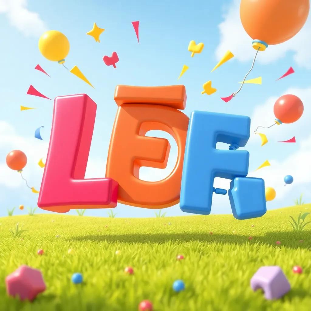 The letters trying to form the word 'ريح', with the letter 'ر' in the center, excitement all around, bright day, lively colors, joyful scene, illustration, high quality