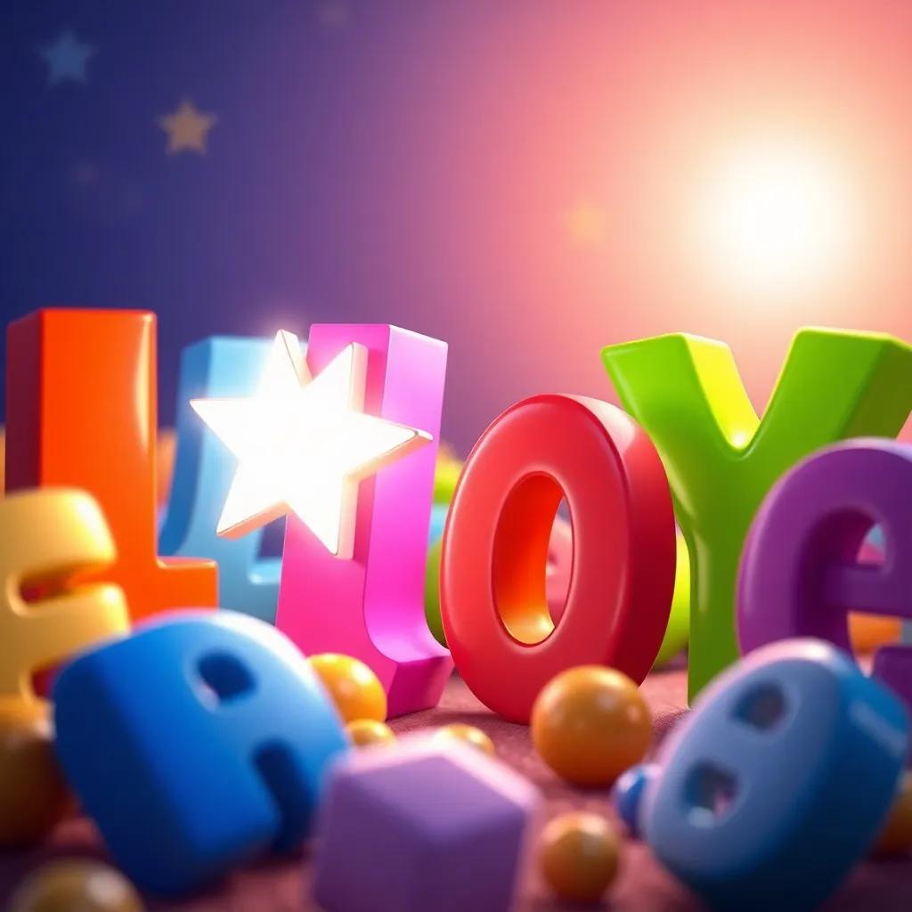 The letter 'ر' shining like a star among other letters, vibrant and cheerful setting, showcasing friendship and joy, illustration, bright colors, high quality