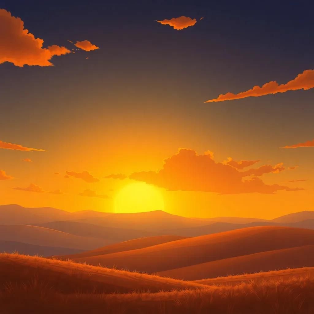 A peaceful sunset representing hope and healing over a landscape, symbolic of Yusuf's journey, illustration, golden hues, serene atmosphere, high quality