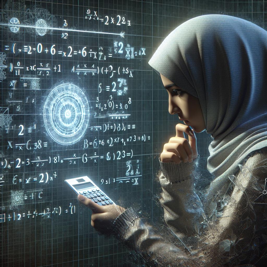فتاة تحل معادلات رياضية في وقت محدد.