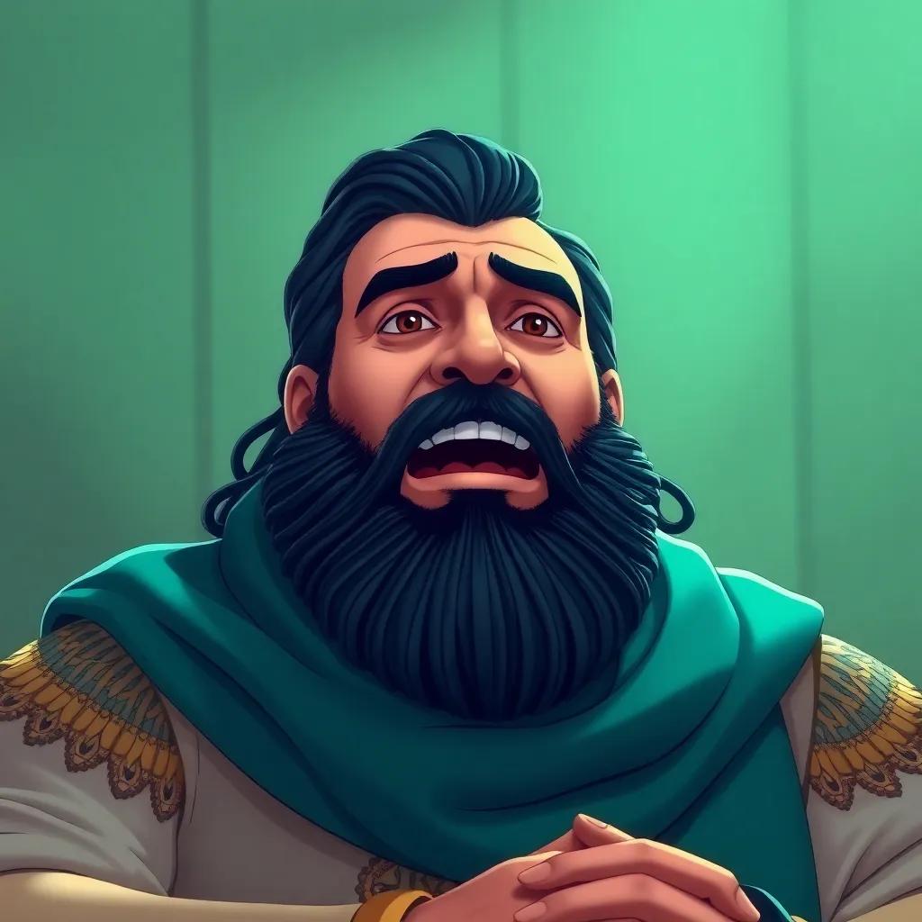 قمر سحري يتحدث، وكأنه بشر، مع عيون لامعة وفم مبتسم، خلفهيم سماء مليئة بالنجوم، تفاصيل غنية، مشهد خيالي