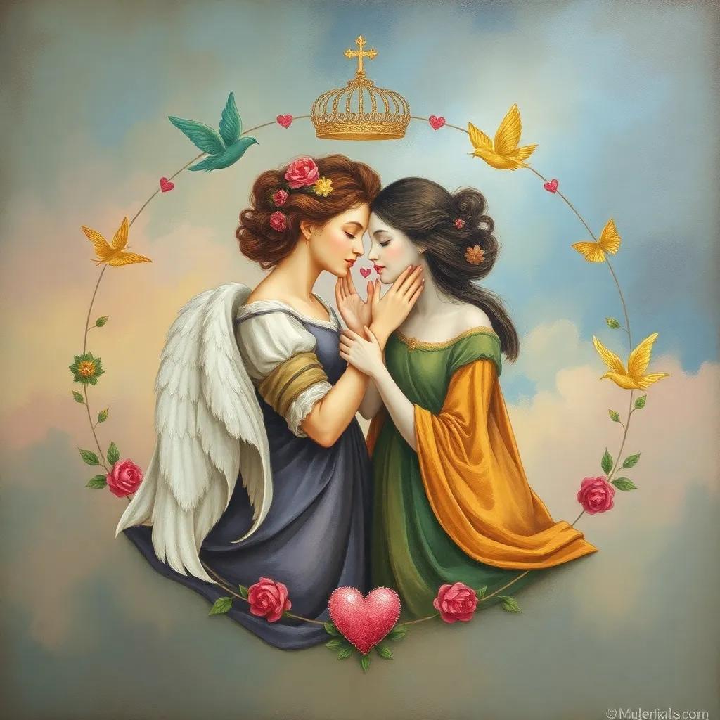 A visual representation of respect and love in relationships, symbols of unity and friendship around them, mild colors, serene feel, inviting quality, artistic