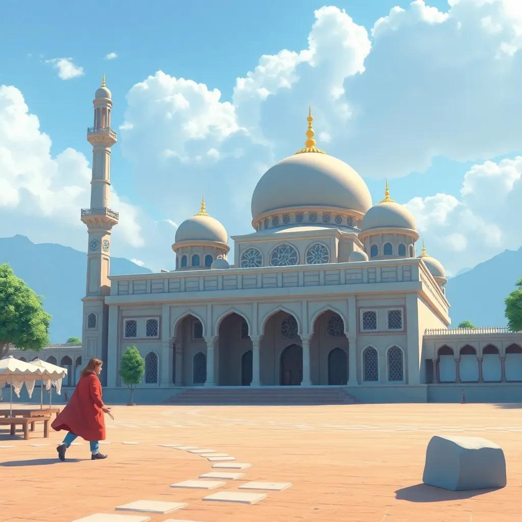 محمد وسامي، يجلسان معًا على العشب في حديقة، يبتسمان، أمامهما أطباق مليئة بالفواكه، السماء زرقاء، ضحكات ومزاح، جو صداقة