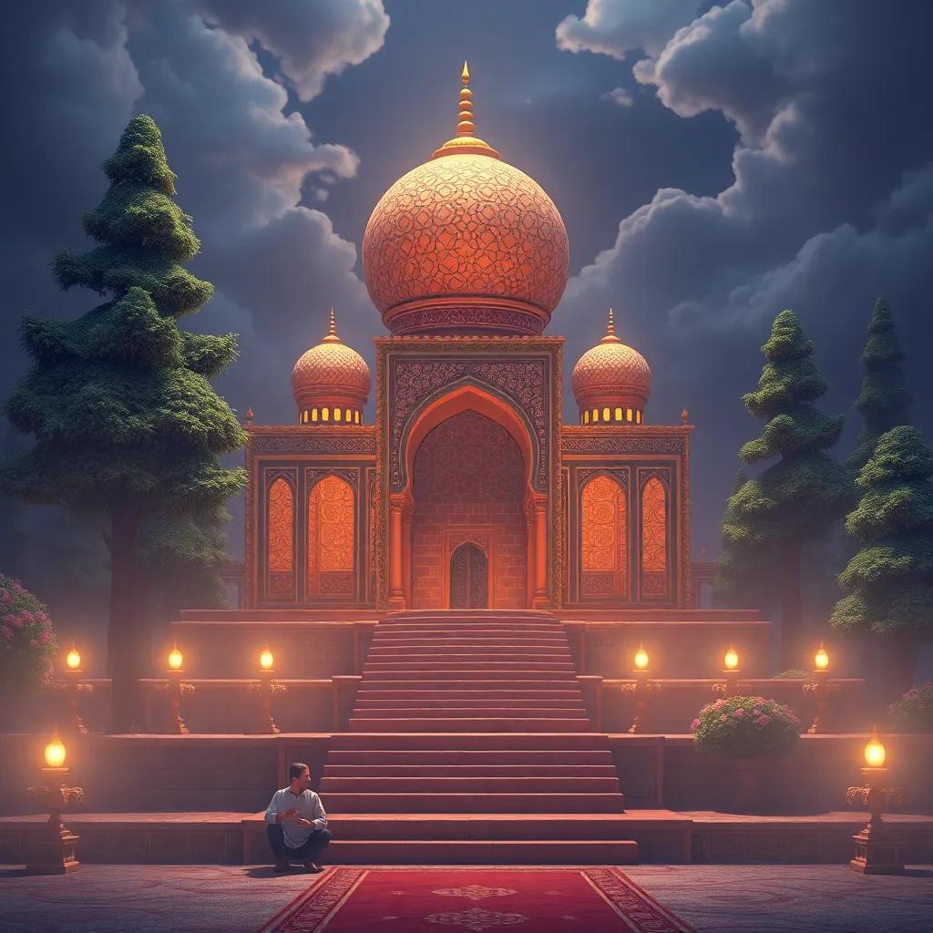 محمد، فتى جميل ذو شعر بني، يمسك بتفاحة حمراء، بجوار أصدقائه، أجواء مبهجة، ضوء الشمس يشع سعادة، ألوان دافئة، منظر طبيعي جميل