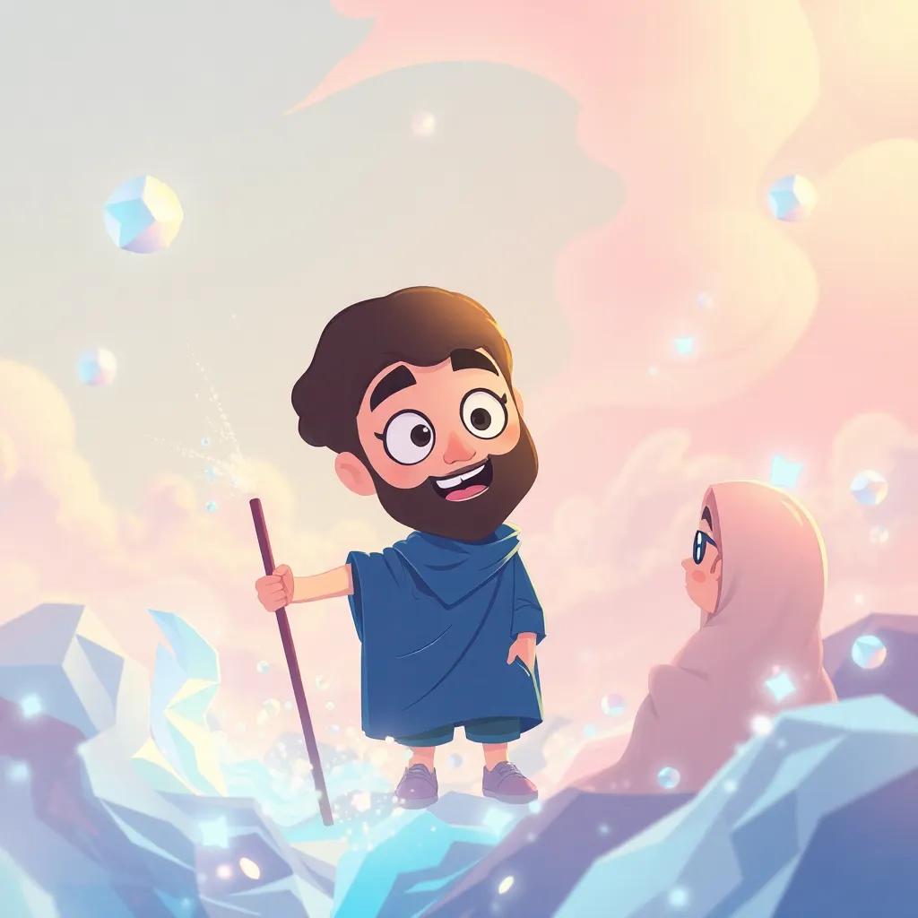 محمد، فتى جميل ذو شعر بني، يتمتع بحياته الجديدة، يمشي مع سامي على الشاطئ، موجات البحر تتلاعب بالرمال، مشهد مفعم بالحياة