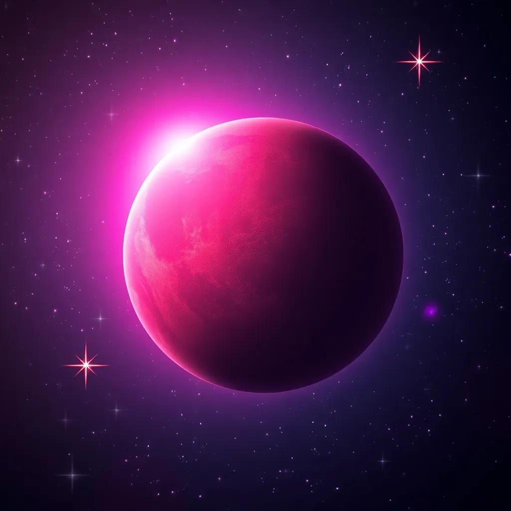 A small red planet, Mars, shining in the dark with vibrant colors, surrounded by sparkling stars, digital art, bright colors, enchanting atmosphere, high quality