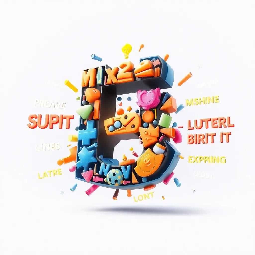 The letter 'ف' transforming into different shapes, symbolizing creativity and expression, surrounded by lively words, dynamic art, energetic vibe, inspiring and imaginative