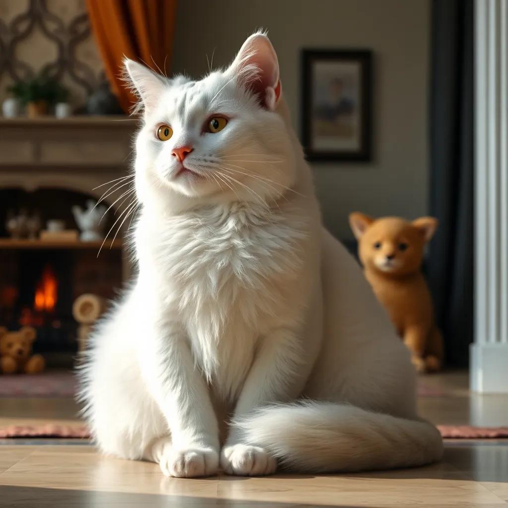 Kati the cat reflecting on her day, sitting contentedly in her cozy home surrounded by her family, warm atmosphere, loving and joyful, high quality