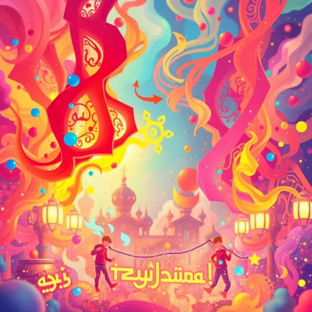 الأطفال يعملون معًا، يجلبون الأغصان لصنع سلم لمساعدة الطائر، حلا تتحدث مع جني، وآدم وياسين يساعدان، جو مليء بالحيوية والطاقة الإيجابية, colorful, dynamic, high quality