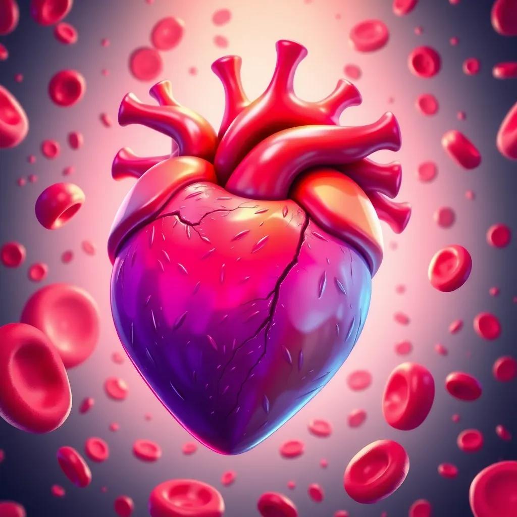 A lively heart, pumping with energy, surrounded by clean blood, vibrant colors, enthusiasm, high quality