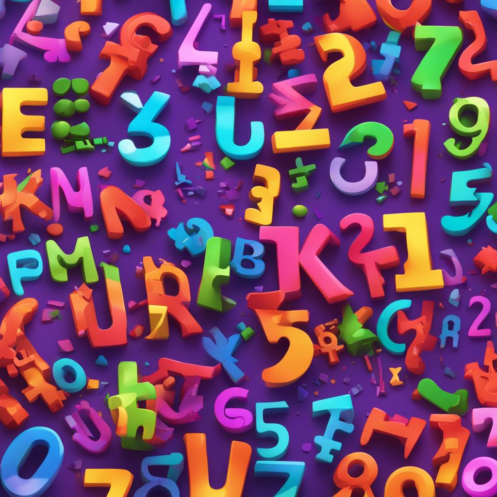 A scene showing different letters and numbers celebrating transformations together with the Shift key, vibrant colors, festive mood, engaging visuals