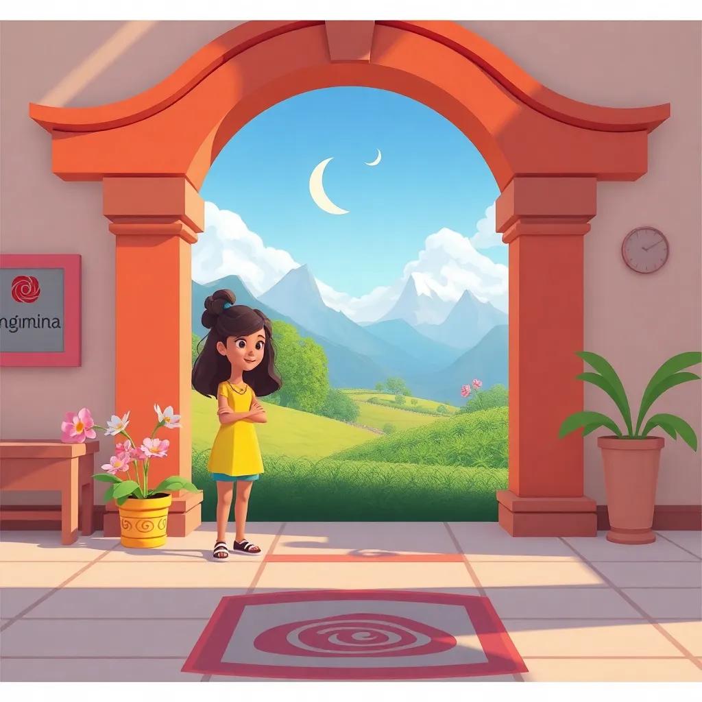 نجمة صغيرة تتجه نحو القمر وتتعلم منه، في سماء مظلمة مع قمر يتلألأ، أسلوب فني، ألوان زاهية، منظر عاطفي، رفيع الجودة