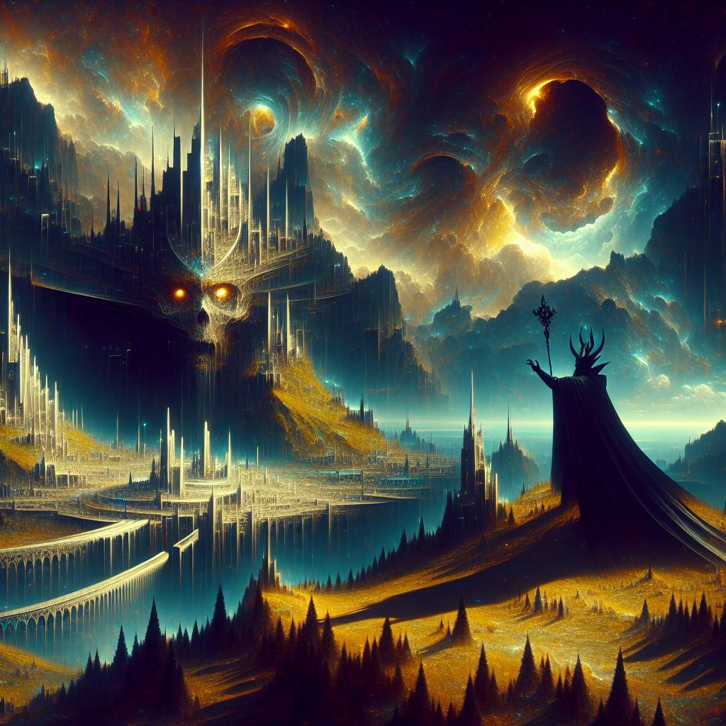 O senhor das Trevas lançando uma sombra sobre o reino encantado, trazendo tempos sombrios.