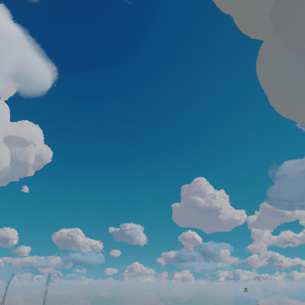 A serene blue sky on a sunny day with fluffy white clouds floating peacefully.
