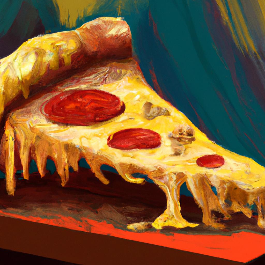 A slice of pizza with melted cheese and various toppings.