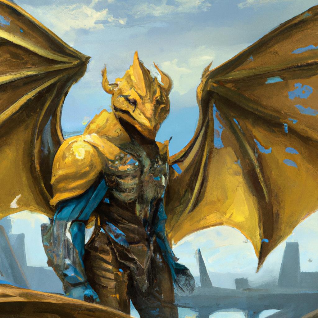 A brave Dragon Prince named Darius with a kind smile and golden scales on his wings.