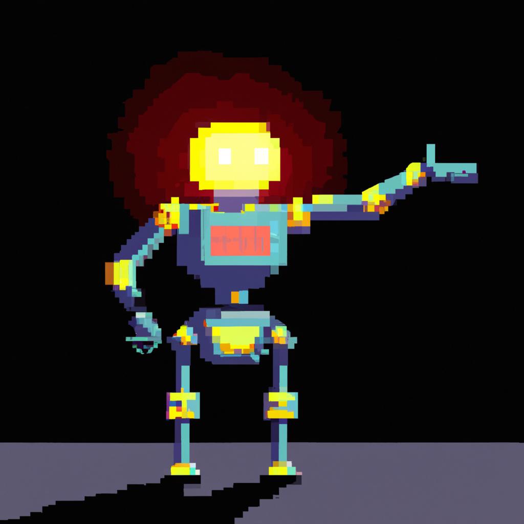 Uzayda robot ve insanlarla dolu bir gezegen, renkli ışıklar altında parlıyor.