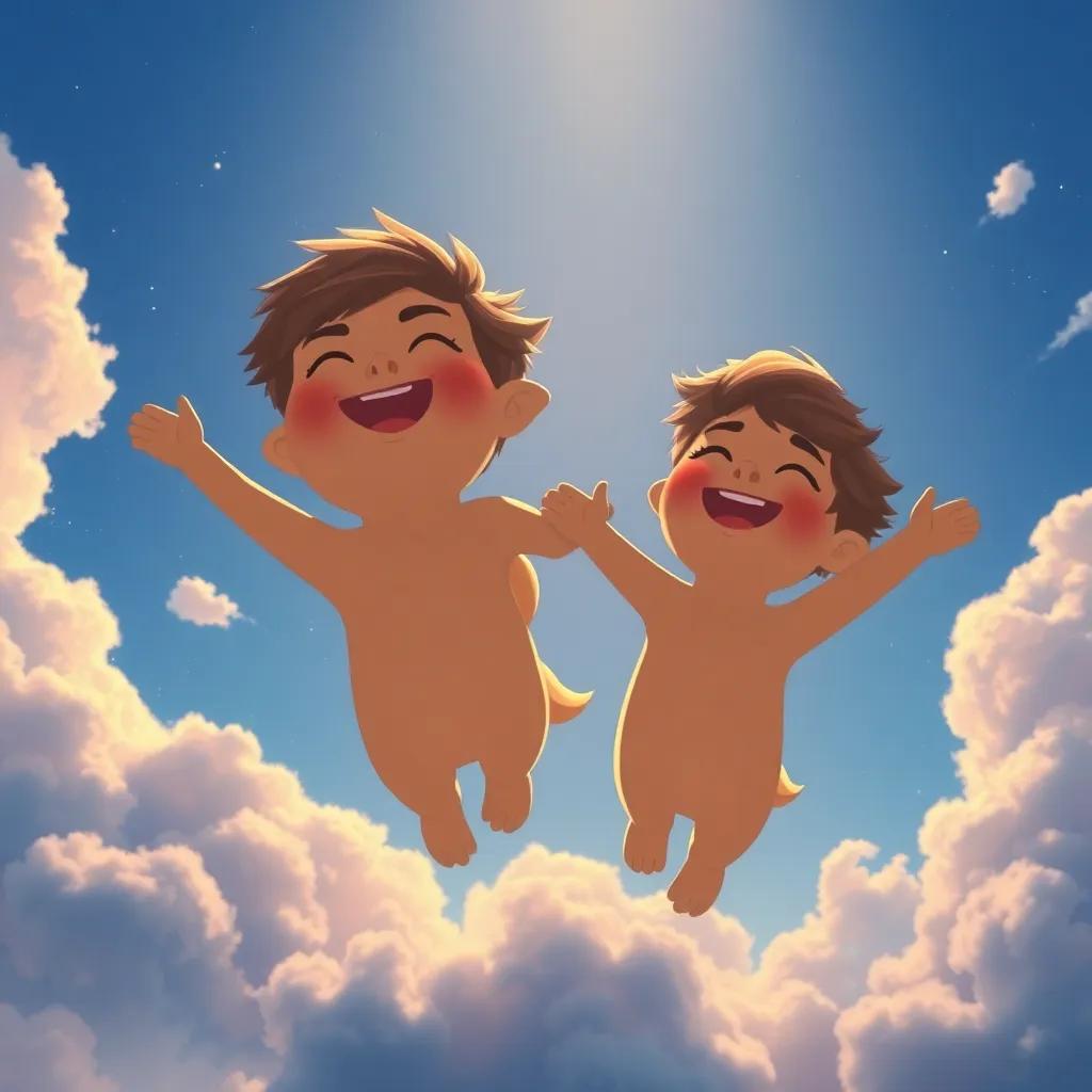 A ascensão dos amigos à superfície, com alegria e gratidão em seus rostos, enquanto as ondas suaves os envolvem sob um céu estrelado, ilustração, esperançosa, calorosa, alta definição