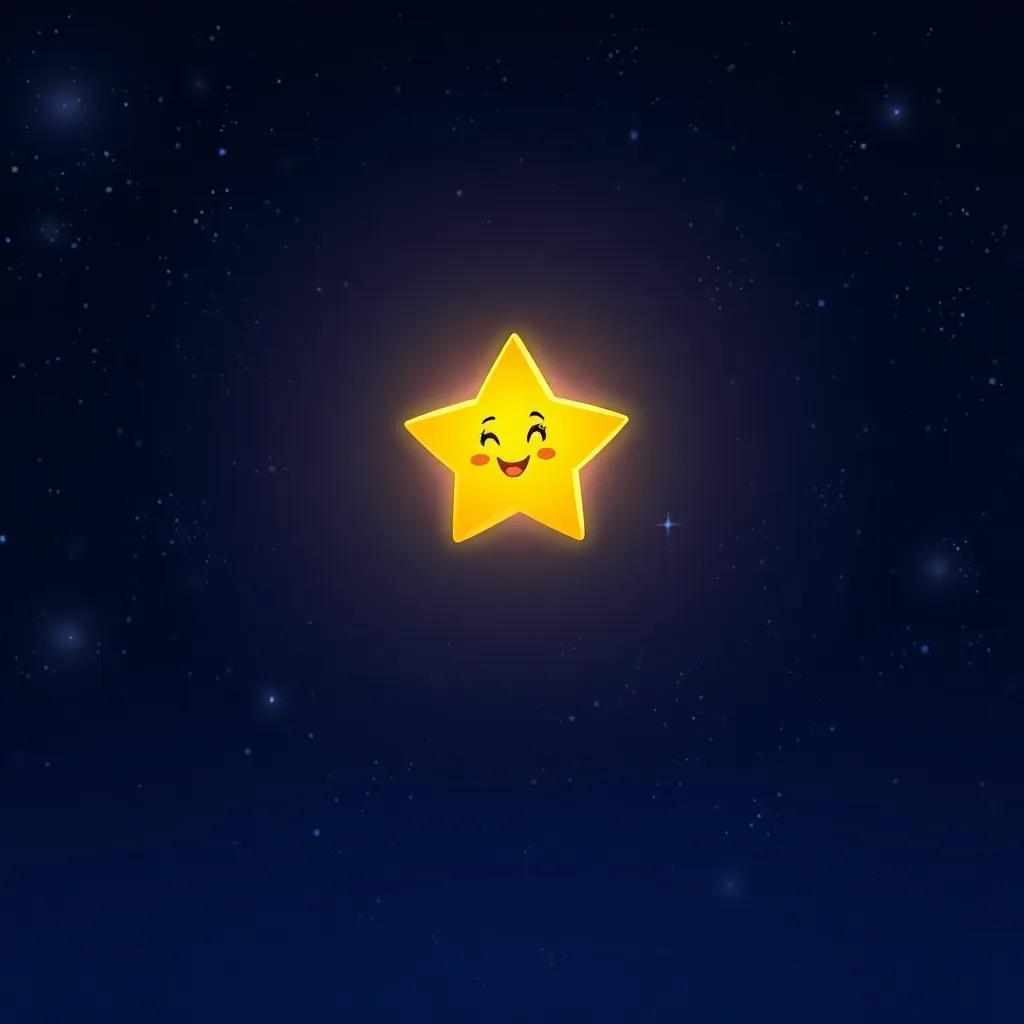 The small star shining proudly, lighting up the entire sky, dancing with her friends, creating a beautiful harmony in the night, vibrant joy