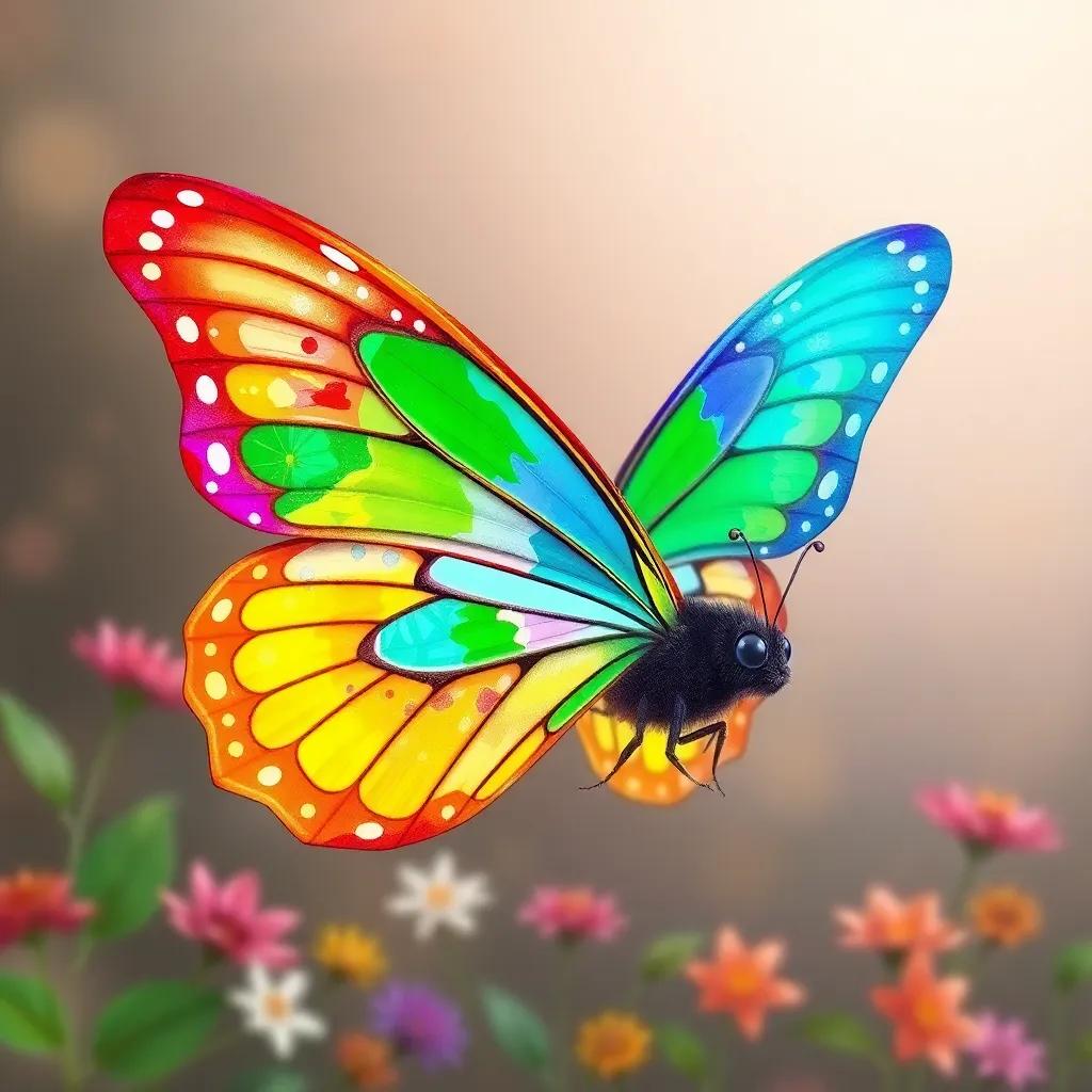 The small butterfly facing challenges and gaining colors on her wings with every hurdle, a collage-like image showcasing the journey, vibrant and colorful design, digital art, high quality